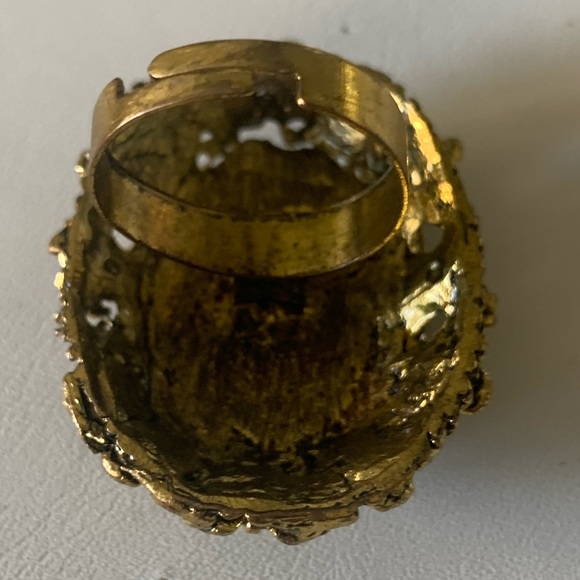 Cameo ring green and gold - Picture 4 of 9